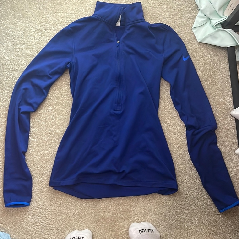 Nike blue athletic half zip pullover